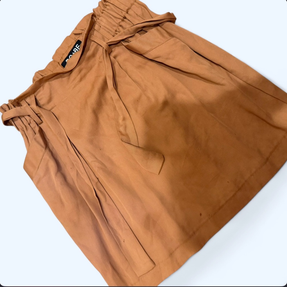 DO+BE Rust-Toned Paperbag Waist Mini Skirt